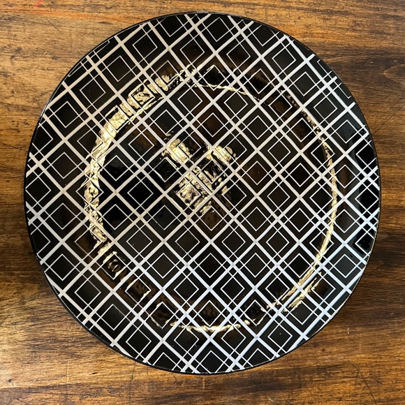 Dover & York Black and White Geometric Pattern Ceramic Dinner Plate 10.25” New - Picture 2 of 6